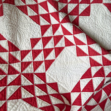 Load image into Gallery viewer, antique red “ocean waves” quilt