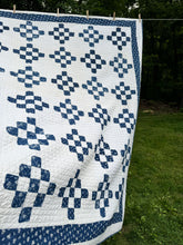 Load image into Gallery viewer, indigo “nine-patch variation” quilt
