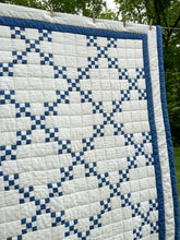 Load image into Gallery viewer, plush indigo “Irish chain variation” quilt