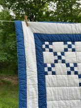 Load image into Gallery viewer, plush indigo “Irish chain variation” quilt