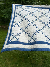 Load image into Gallery viewer, plush indigo “Irish chain variation” quilt
