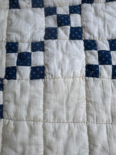 Load image into Gallery viewer, plush indigo “Irish chain variation” quilt