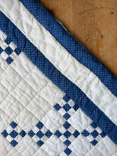 Load image into Gallery viewer, plush indigo “Irish chain variation” quilt