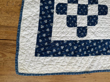Load image into Gallery viewer, indigo “nine-patch variation” quilt
