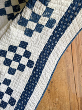 Load image into Gallery viewer, indigo “nine-patch variation” quilt