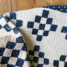 Load image into Gallery viewer, indigo “nine-patch variation” quilt