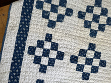 Load image into Gallery viewer, indigo “nine-patch variation” quilt
