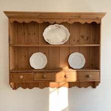 Load image into Gallery viewer, antique pine plate rack with scalloped detailing
