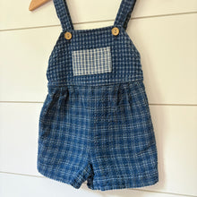 Load image into Gallery viewer, vintage blue gingham overalls - 18m
