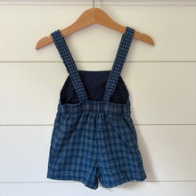 Load image into Gallery viewer, vintage blue gingham overalls - 18m
