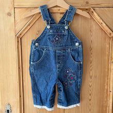 Load image into Gallery viewer, vintage sprockets denim overalls - 3-6m
