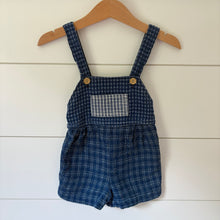 Load image into Gallery viewer, vintage blue gingham overalls - 18m
