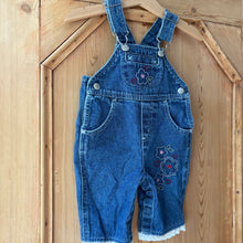 Load image into Gallery viewer, vintage sprockets denim overalls - 3-6m
