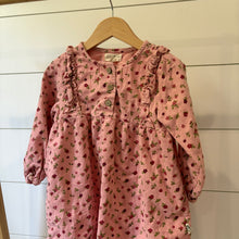 Load image into Gallery viewer, rabbit bear pink floral corduroy dress - 4t
