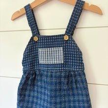 Load image into Gallery viewer, vintage blue gingham overalls - 18m
