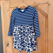 Load image into Gallery viewer, Hanna Andersson Blue Floral &amp; Stripe Dress - Size 4 Years
