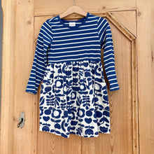 Load image into Gallery viewer, Hanna Andersson Blue Floral &amp; Stripe Dress - Size 4 Years
