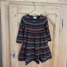 Load image into Gallery viewer, Hanna Andersson Black &amp; Rainbow Striped Dress - Size 4 Years
