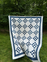 Load image into Gallery viewer, indigo “nine-patch variation” quilt
