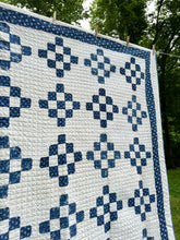 Load image into Gallery viewer, indigo “nine-patch variation” quilt
