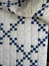 Load image into Gallery viewer, plush indigo “Irish chain variation” quilt
