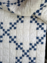 Load image into Gallery viewer, plush indigo “Irish chain variation” quilt
