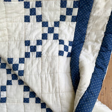 Load image into Gallery viewer, plush indigo “Irish chain variation” quilt
