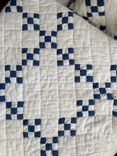 Load image into Gallery viewer, plush indigo “Irish chain variation” quilt
