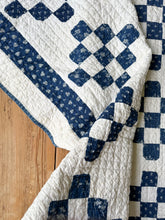 Load image into Gallery viewer, indigo “nine-patch variation” quilt
