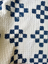 Load image into Gallery viewer, indigo “nine-patch variation” quilt

