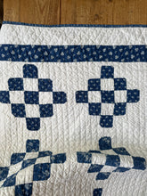 Load image into Gallery viewer, indigo “nine-patch variation” quilt
