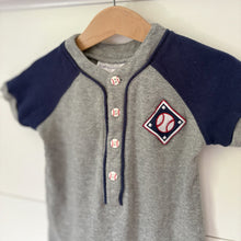 Load image into Gallery viewer, vintage first impressions baseball romper - 6-9 months
