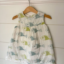 Load image into Gallery viewer, Little Handprint Muslin Cotton Fish Dress - Size 12 Months
